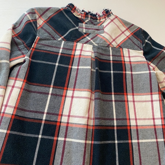 We The Free Always Forever Plaid Fringe Collar Button Up Top Size Small - Picture 9 of 15
